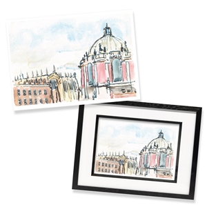 Show details for A4 Print Watercolour School Library and Eton College Chapel